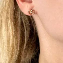 Hart diamant oorbellen in 14 karaat goud met diamant 