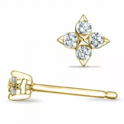 bloem diamant oorbellen in 14 karaat goud met diamant 