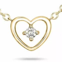 42 cm hart Diamanten hanger met ketting in 14 caraat goud 0,05 ct