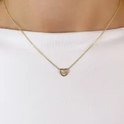42 cm hart Diamanten hanger met ketting in 14 caraat goud 0,05 ct