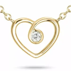 42 cm hart Diamanten hanger met ketting in 14 caraat goud 0,05 ct