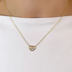 42 cm hart Diamanten hanger met ketting in 14 caraat goud 0,05 ct