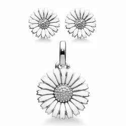 Kranz en Ziegler margriet sieraden set in zilver witte emaille