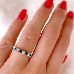 Saffier diamant ring in 14 karaat witgoud 0,45 ct 0,24 ct