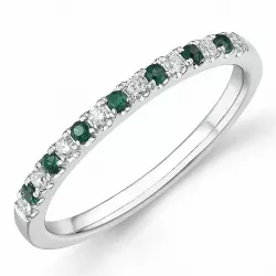 Smaragd diamant ring in 14 karaat witgoud 0,15 ct 0,10 ct