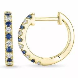14 mm saffier creool in 14 karaat goud met saffier en diamant