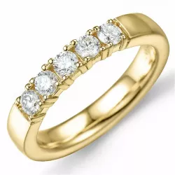 krachtige mémoire ring in 14 karaat goud 5 x 0,10 ct