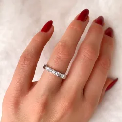 krachtige mémoire ring in 14 karaat witgoud 5 x 0,10 ct