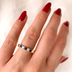 krachtige blauwe saffier mémoire ring in 14 karaat goud 2 x 0,10 ct 0,40 ct