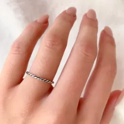 Glanzend Simple Rings ring in geoxideerd sterlingzilver