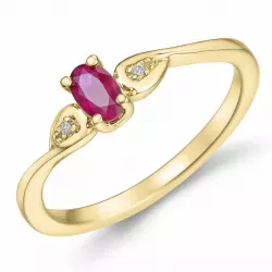 robijn diamant ring in 14 karaat goud 0,35 ct 0,008 ct