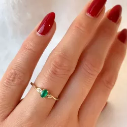 smaragd diamant ring in 14 karaat goud 0,25 ct 0,008 ct