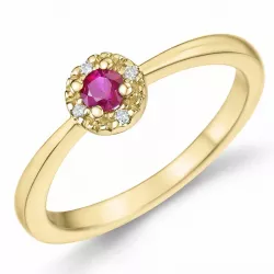 robijn briljant ring in 14 karaat goud 0,147 ct 0,02 ct