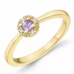 pink saffier diamant ring in 14 karaat goud 0,147 ct 0,02 ct