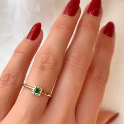 smaragd diamant ring in 14 karaat goud 0,133 ct 0,04 ct