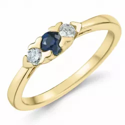 saffier diamant ring in 14 karaat goud 0,234 ct 0,15 ct