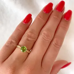 groen peridoot solitaire ring in 14 karaat goud 1,27 ct