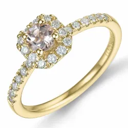 vierkant morganiet briljant ring in 14 karaat goud 0,22 ct 0,246 ct