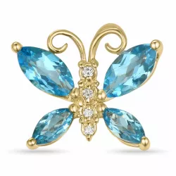 vlinder topaas diamanten hanger in 14 caraat goud 0,03 ct 2,04 ct