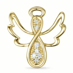 engel diamant hanger in 14 caraat goud 0,089 ct
