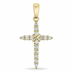 kruis diamant hanger in 14 caraat goud 0,25 ct