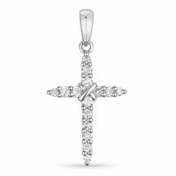 kruis diamant hanger in 14 caraat witgoud 0,25 ct