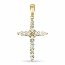 kruis diamant hanger in 14 caraat goud 0,33 ct