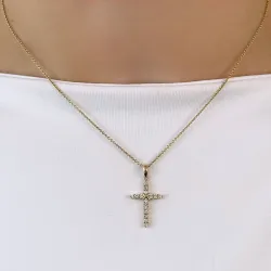 kruis diamant hanger in 14 caraat goud 0,33 ct