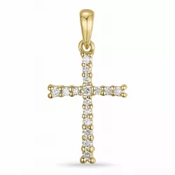 kruis diamant hanger in 14 caraat goud 0,15 ct