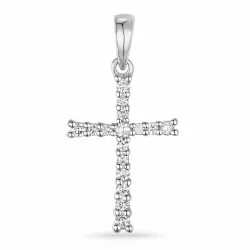 kruis diamant hanger in 14 caraat witgoud 0,155 ct