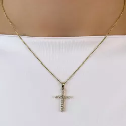 kruis diamant hanger in 14 caraat goud 0,33 ct