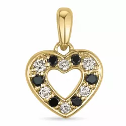 hart zwart diamant hanger in 14 caraat goud 0,083 ct 0,066 ct