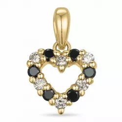 hart zwart diamant diamanten hanger in 14 caraat goud 0,09 ct 0,09 ct