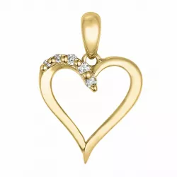 hart diamant hanger in 14 caraat goud 0,054 ct