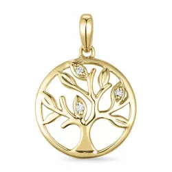 boom van het leven diamant hanger in 14 caraat goud 0,018 ct