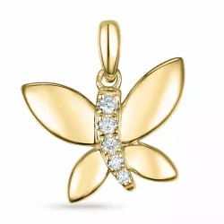 vlinder diamant hanger in 14 caraat goud 0,05 ct