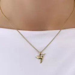 vogel diamant hanger in 14 caraat goud 0,02 ct