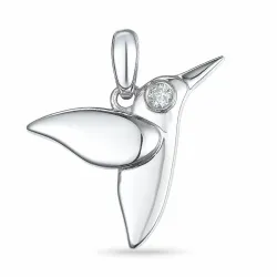 vogel diamant hanger in 14 caraat witgoud 0,022 ct