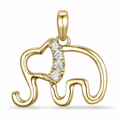 olifant diamant hanger in 14 caraat goud 0,04 ct