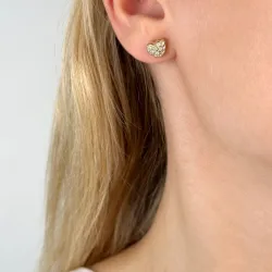 hart diamant oorbellen in 14 karaat goud met diamant 