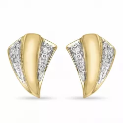 briljant oorbellen in 14 karaat goud en witgoud met diamant 