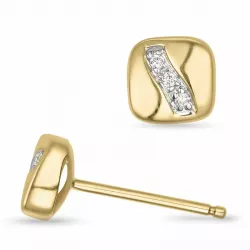 vierkant briljant oorbellen in 14 karaat goud en witgoud met diamant 