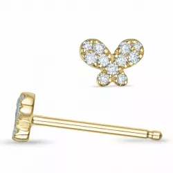 vlinder diamant oorsteker in 14 karaat goud met diamant 
