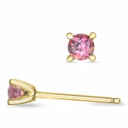 2 x 0,10 ct pink toermalijn solitaire oorbel in 14 karaat goud met toermalijn 