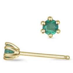 2 x 0,12 ct smaragd solitaire oorbel in 14 karaat goud met smaragd 