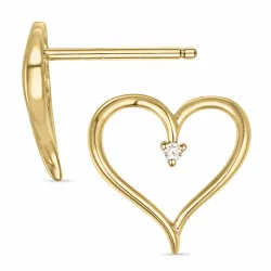 hart briljant oorbellen in 14 karaat goud met diamant