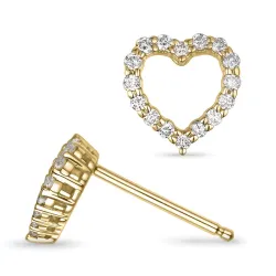 hart oorsteker in 14 karaat goud met diamant