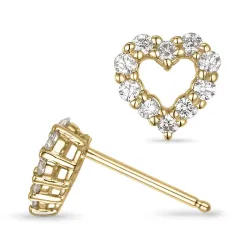 hart oorsteker in 14 karaat goud met diamant