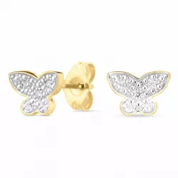 vlinder briljant oorbellen in 14 karaat goud met rodium met diamant 