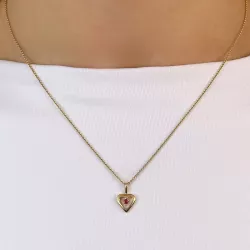 hart robijn hanger in 14 caraat goud 0,063 ct